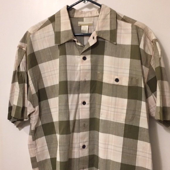 Perry Ellis Green and Off White Checked Shirt - Picture 2 of 4